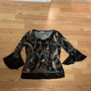 Marie Claire Blouse Long Sleeve Satin Cuffs Adult Size Small Medium